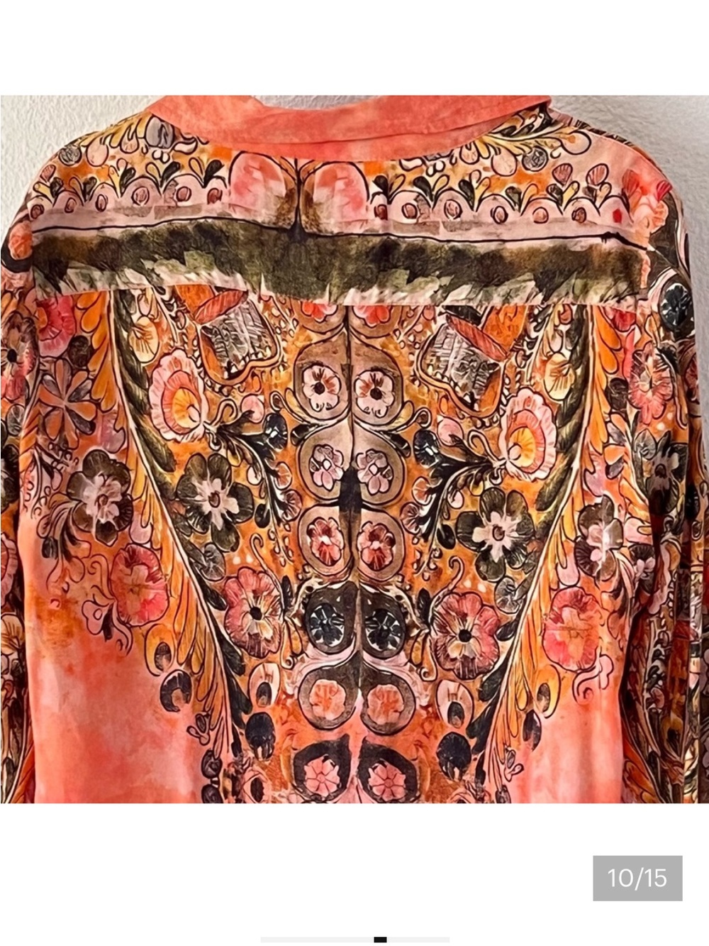 NATURAL LIFE Orange Paisley Button-Front Boho Tunic - Picture 10 of 11